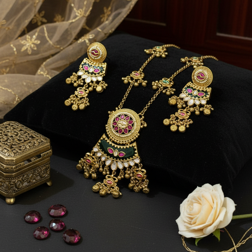 Maharani Traditional Gold Plated Necklace Set