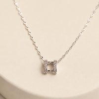 Silver-Tone Square Pendant- Lightweight Office Wear Jewellery