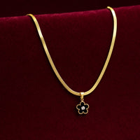 Gold-tone Black Flower Pendant-Lightweight Office Wear Jewellery