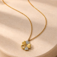 Gold-Tone Clover Pendant Minimal Jewellery