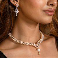 Golden Leaf Drop Necklace Set