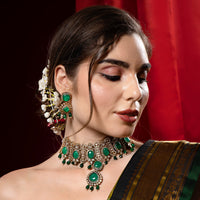 Traditional Green Stone Choker Jewellery Set