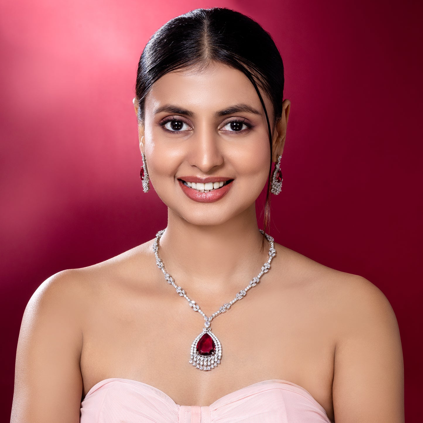 Radiant Ruby Elegance Necklace Set