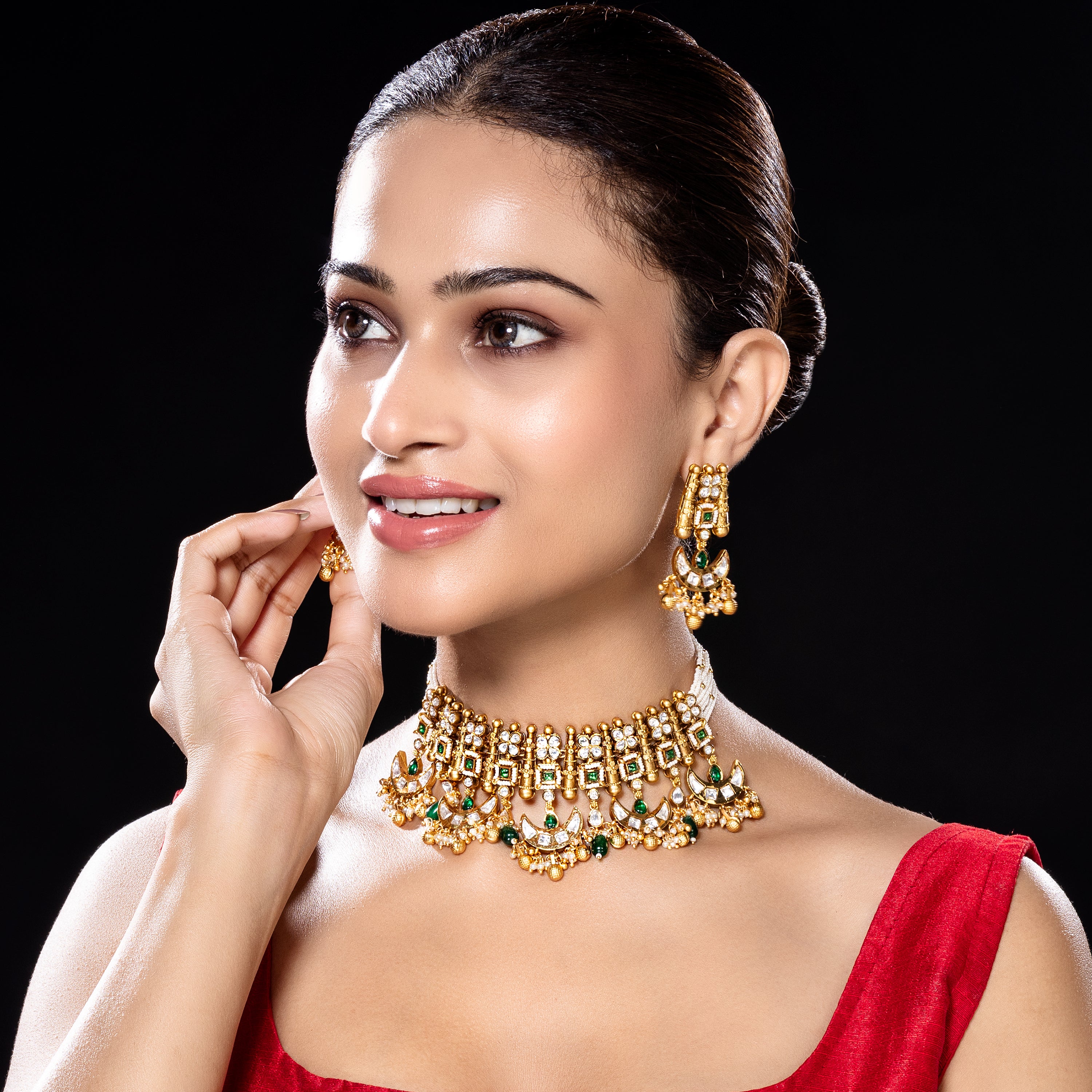 Traditional Gold-Polish Choker-Mivanaa