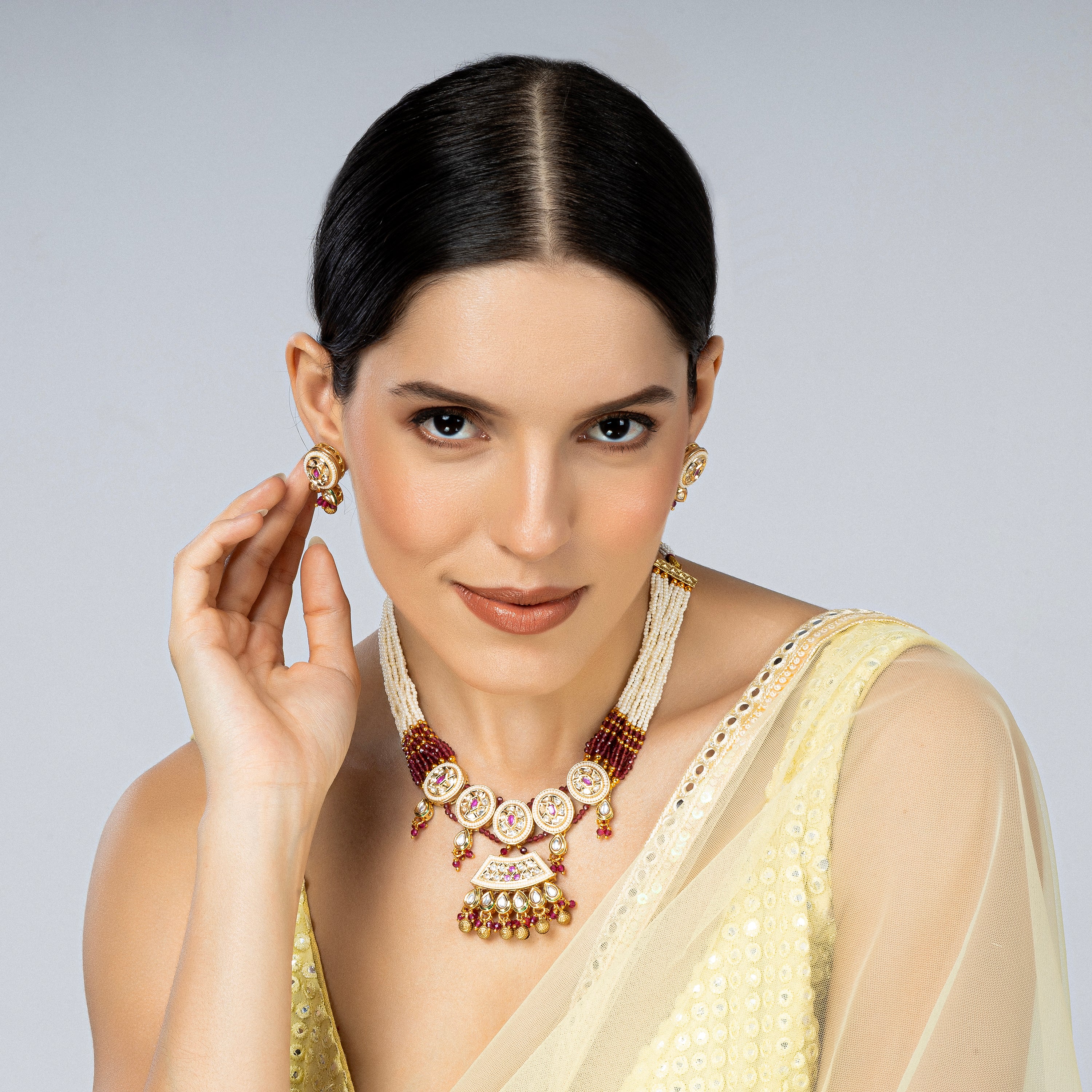 Royal Aura Ruby Rajwadi Set-Mivanaa