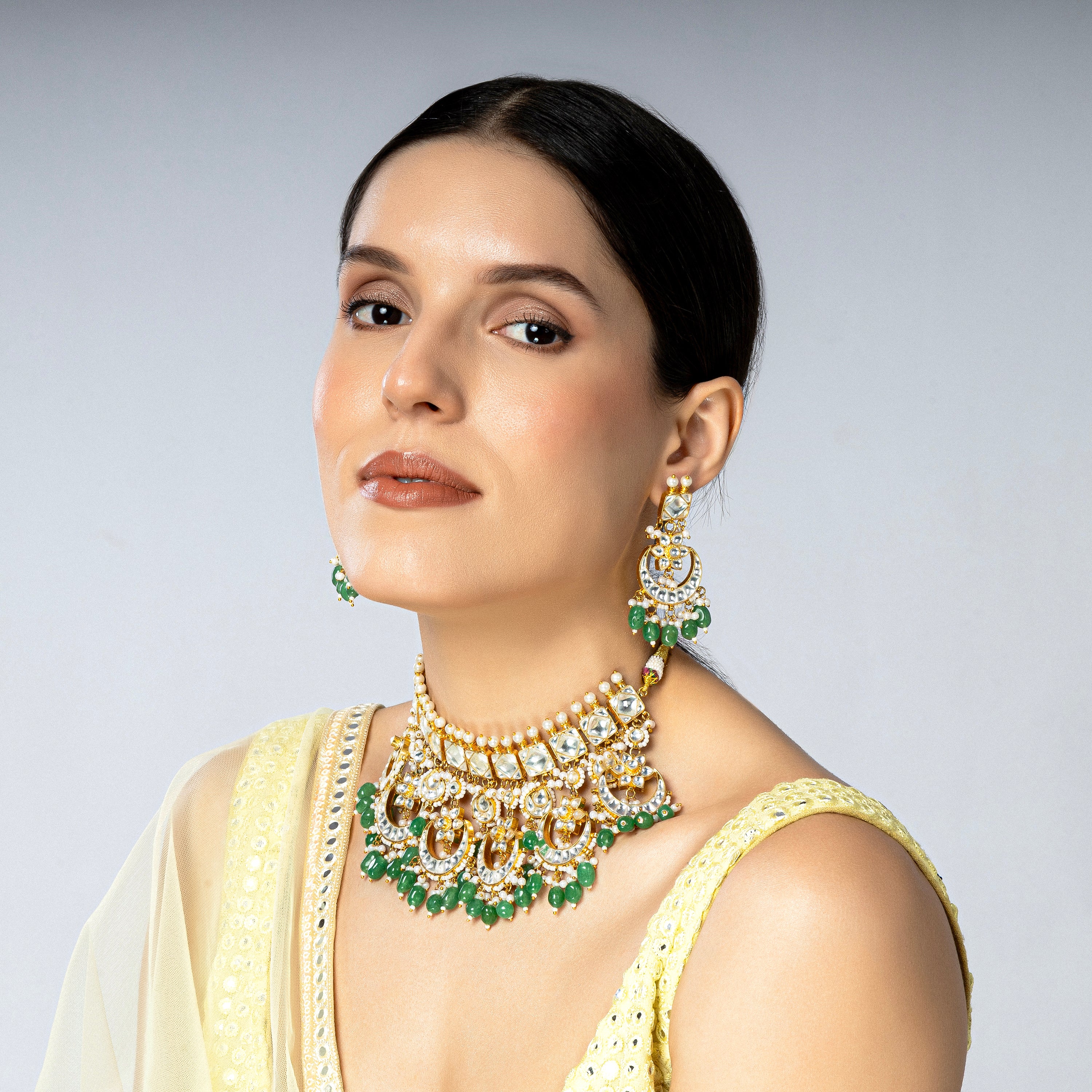 Ethereal Grace Pacchi Kundan Set-Mivanaa