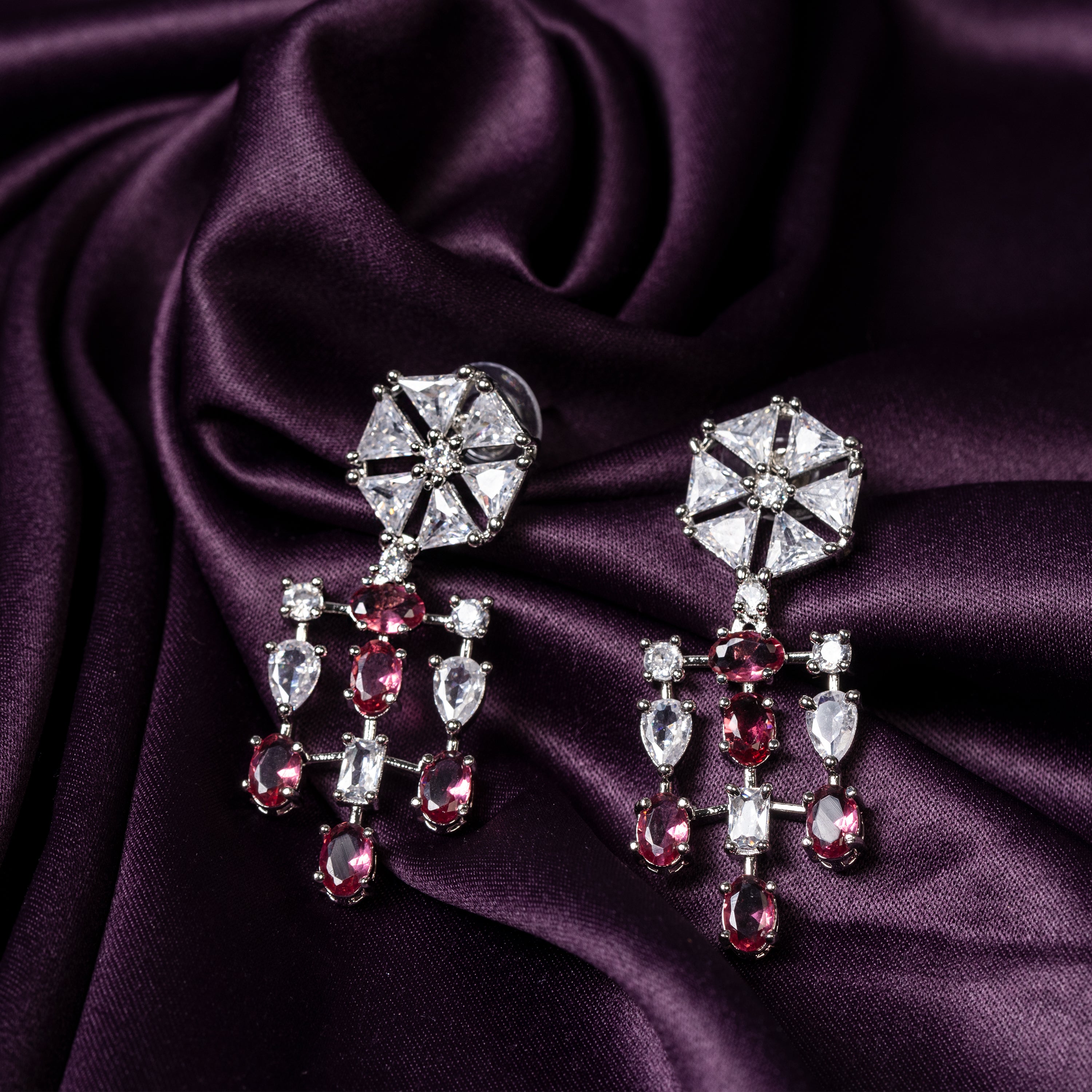 Ruby & Diamond Choker Necklace Set-Mivanaa