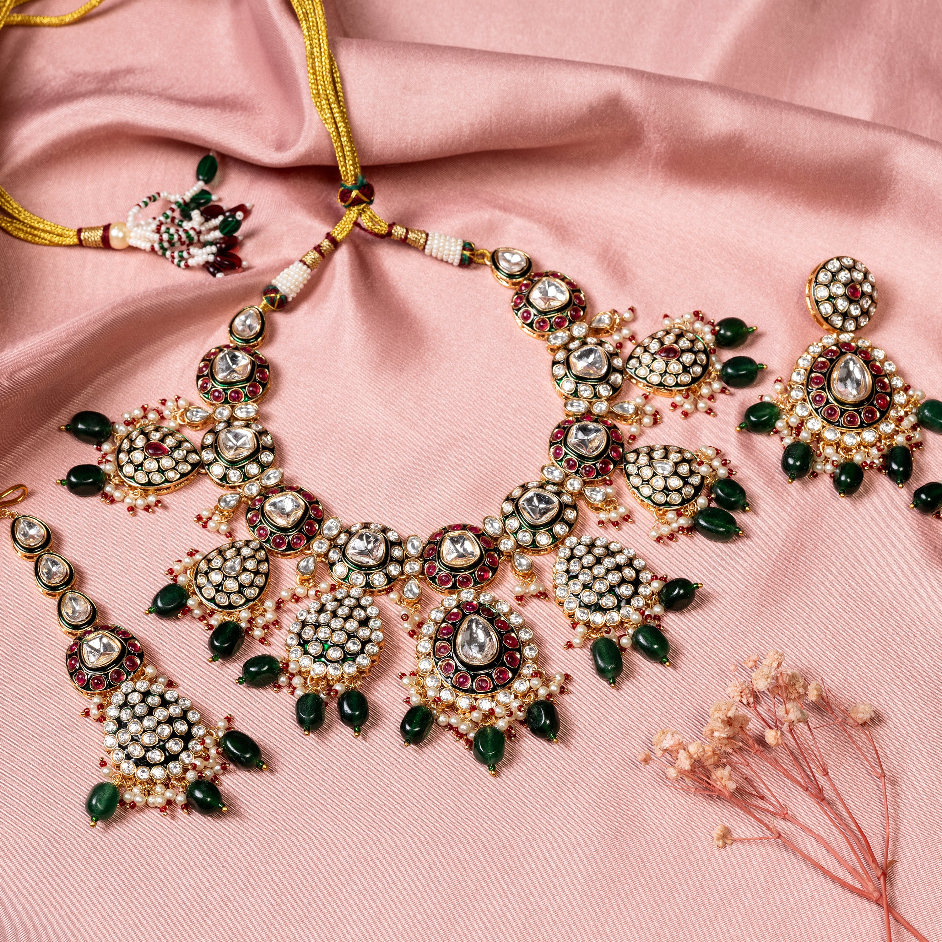 Grand Kundan Bridal Necklace Set-Mivanaa