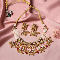 Traditional Red Gold-Polish Choker-Mivanaa