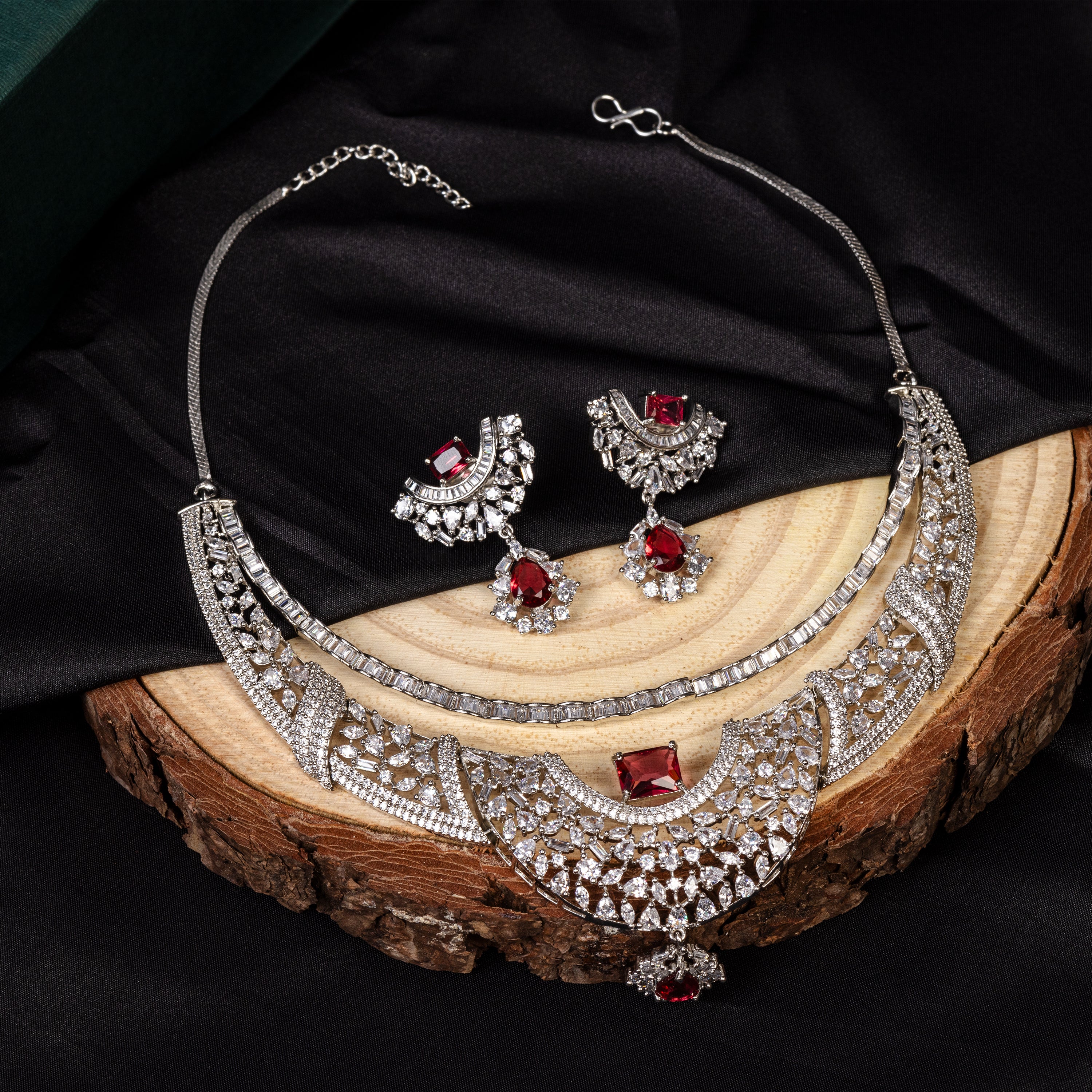 Crimson Glow – CZ Ruby Radiance-Mivanaa