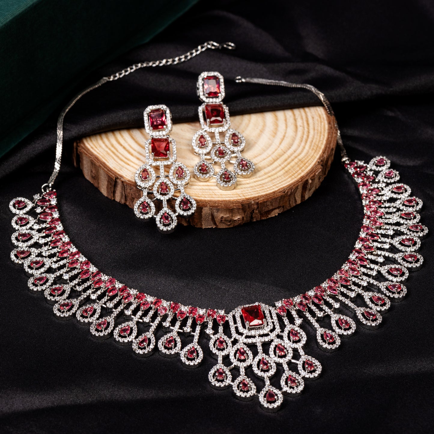 Timeless Elegance Red Stone Jewelry Set