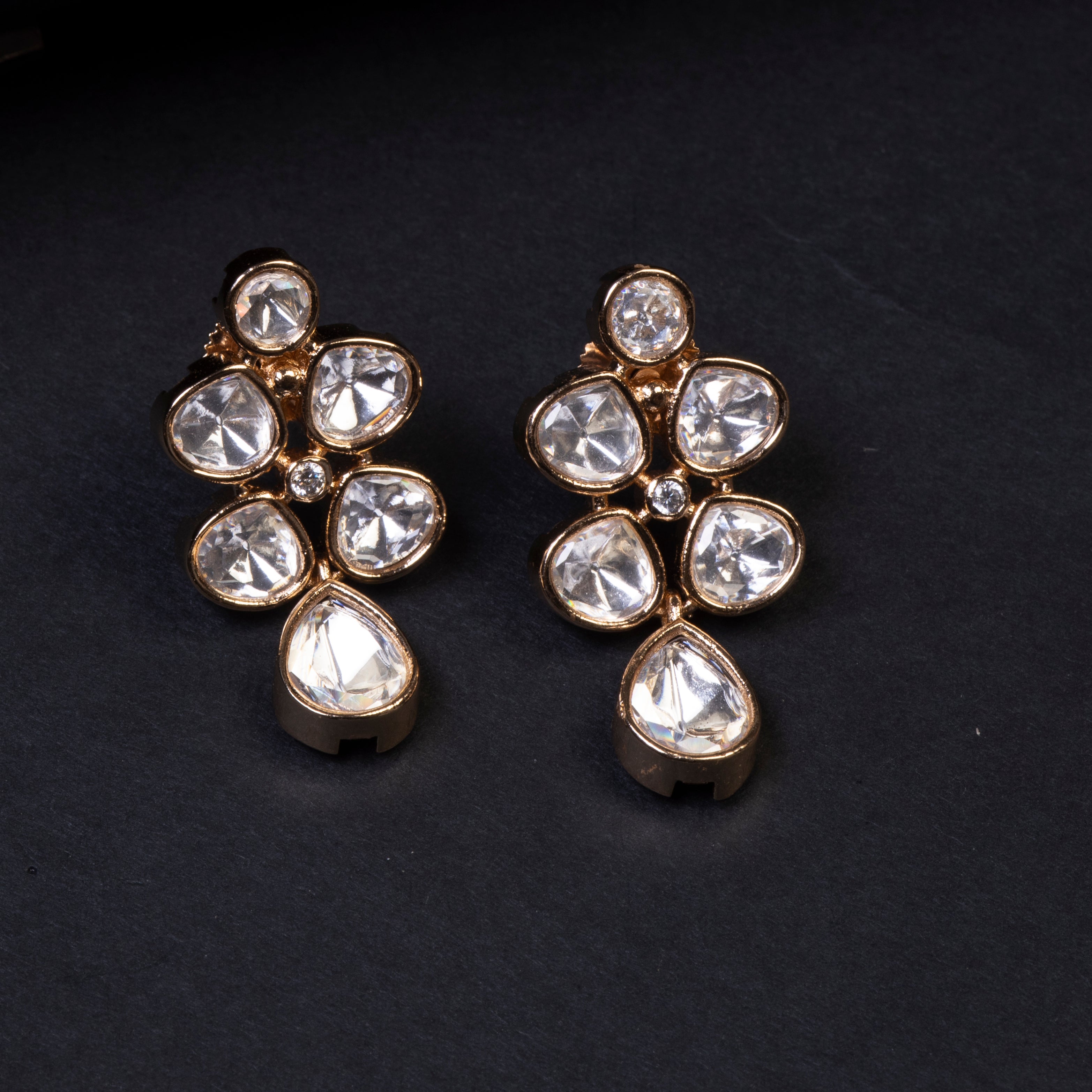 Elegant Real Polki Necklace Set-Mivanaa