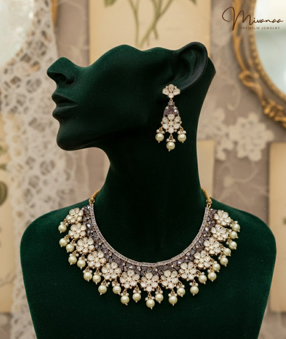 Royal Purple Polki Kundan Pearl