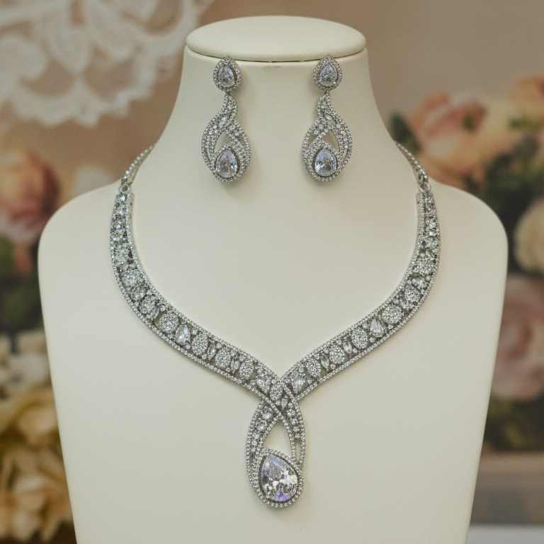 Eternal Spark Luxe Diamond Necklace & Earrings Set