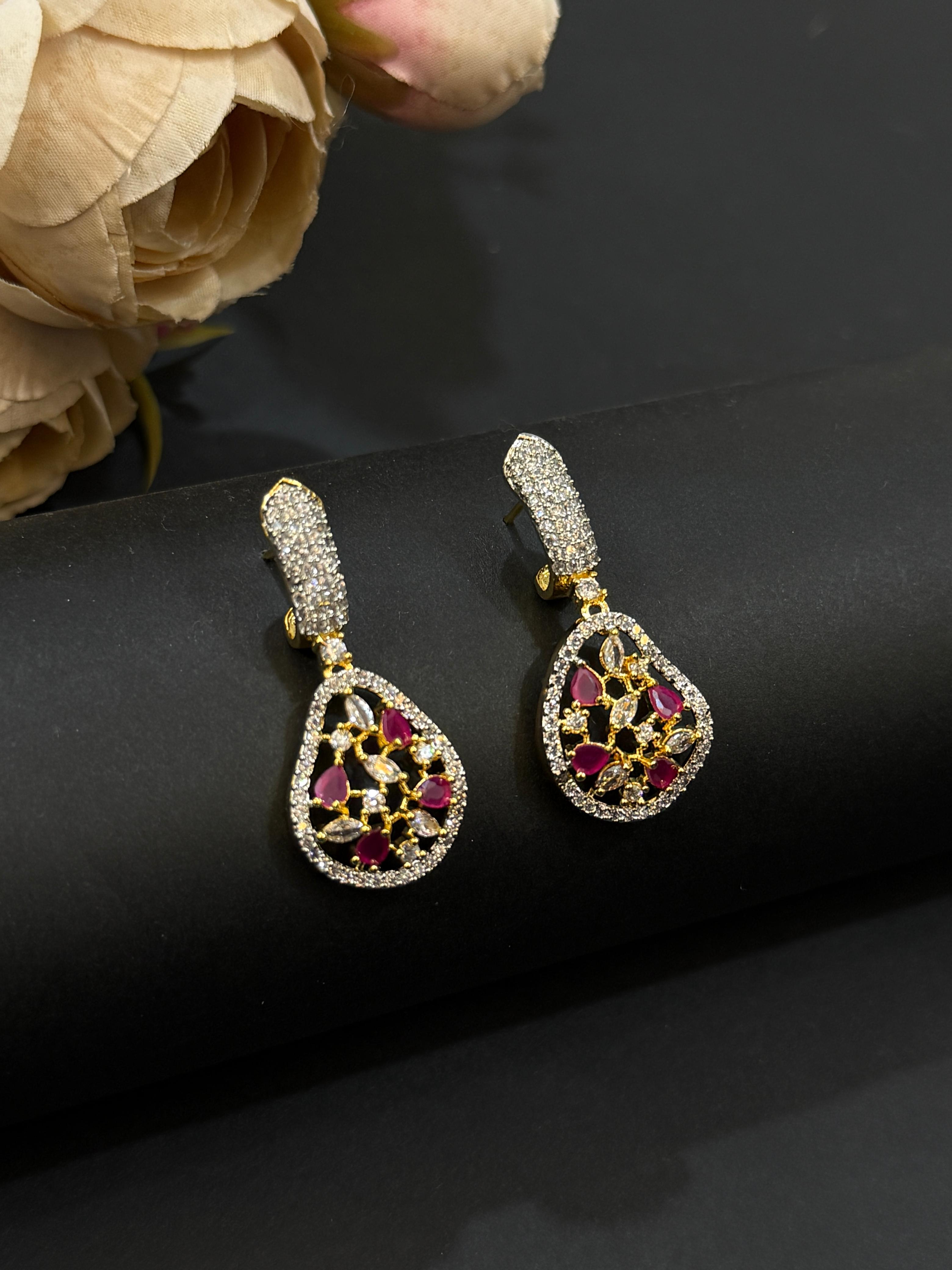 Royal Ruby Radiance Necklace Set-Mivanaa