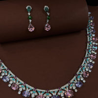 Luxury Austrian Glass Stone Necklace & Earrings Set-Mivanaa