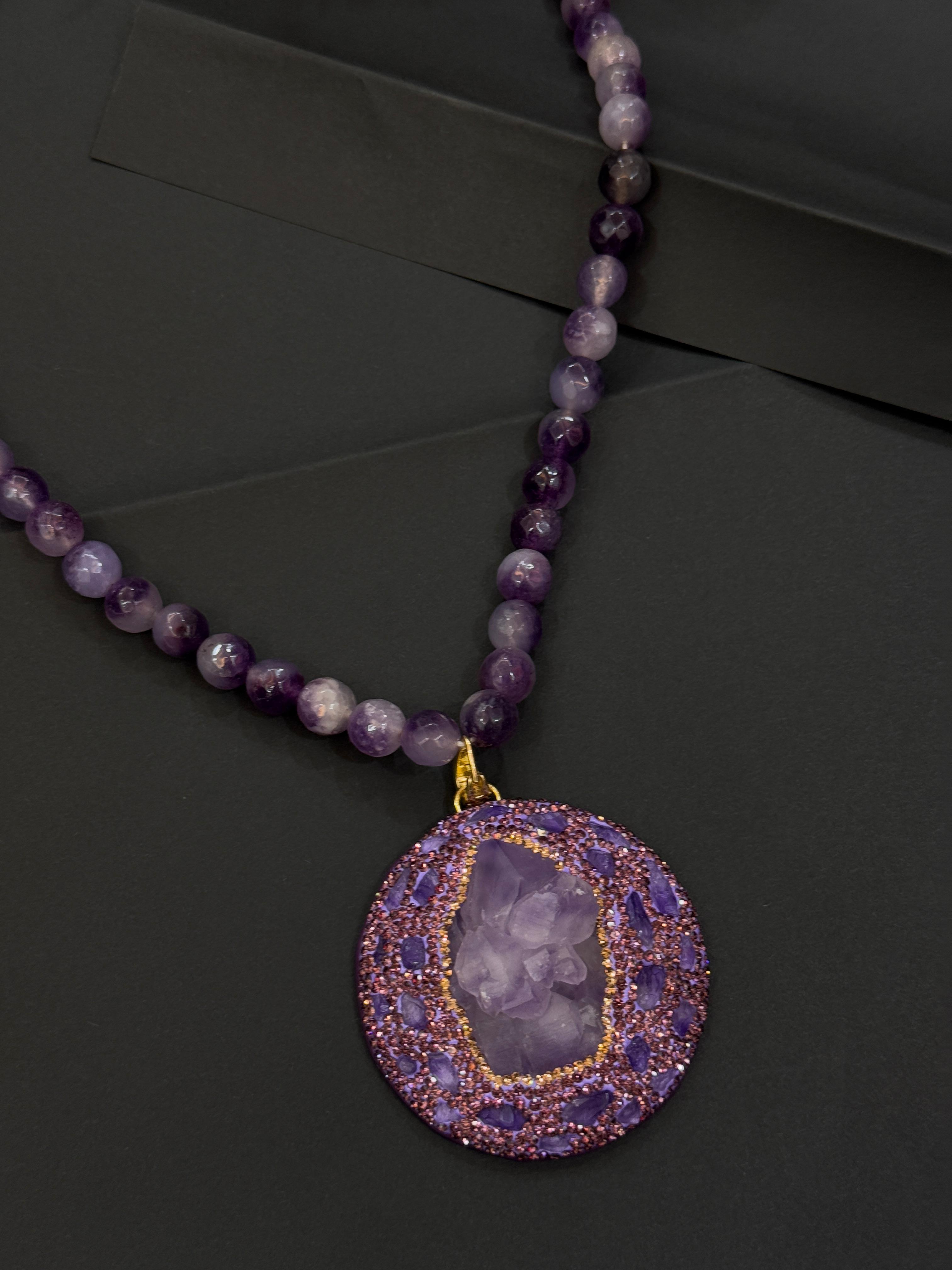 Semi-precious gemstone-Amethyst Pendant-Mivanaa
