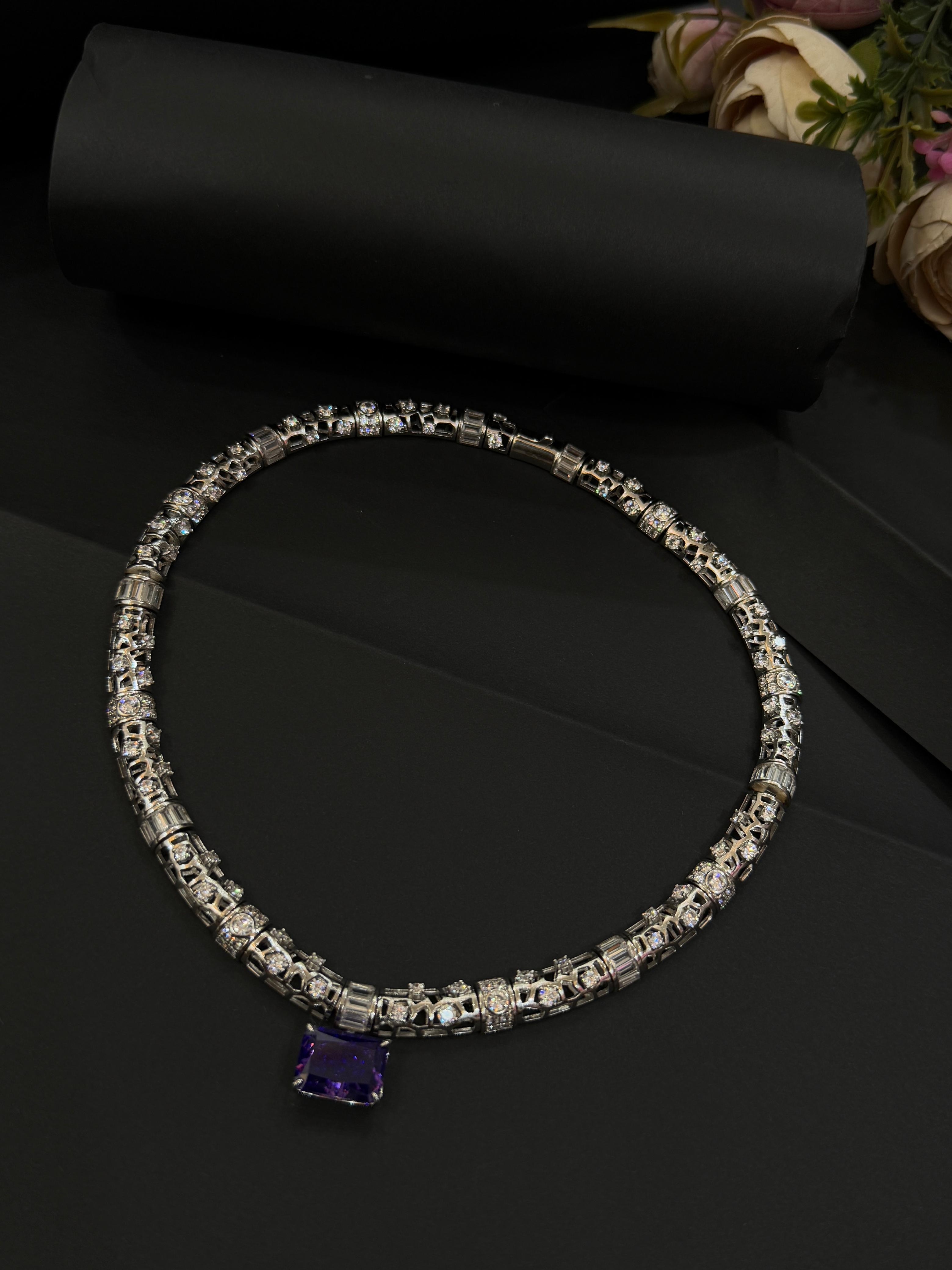 Royal Amethyst Glow Pendant Set-Mivanaa