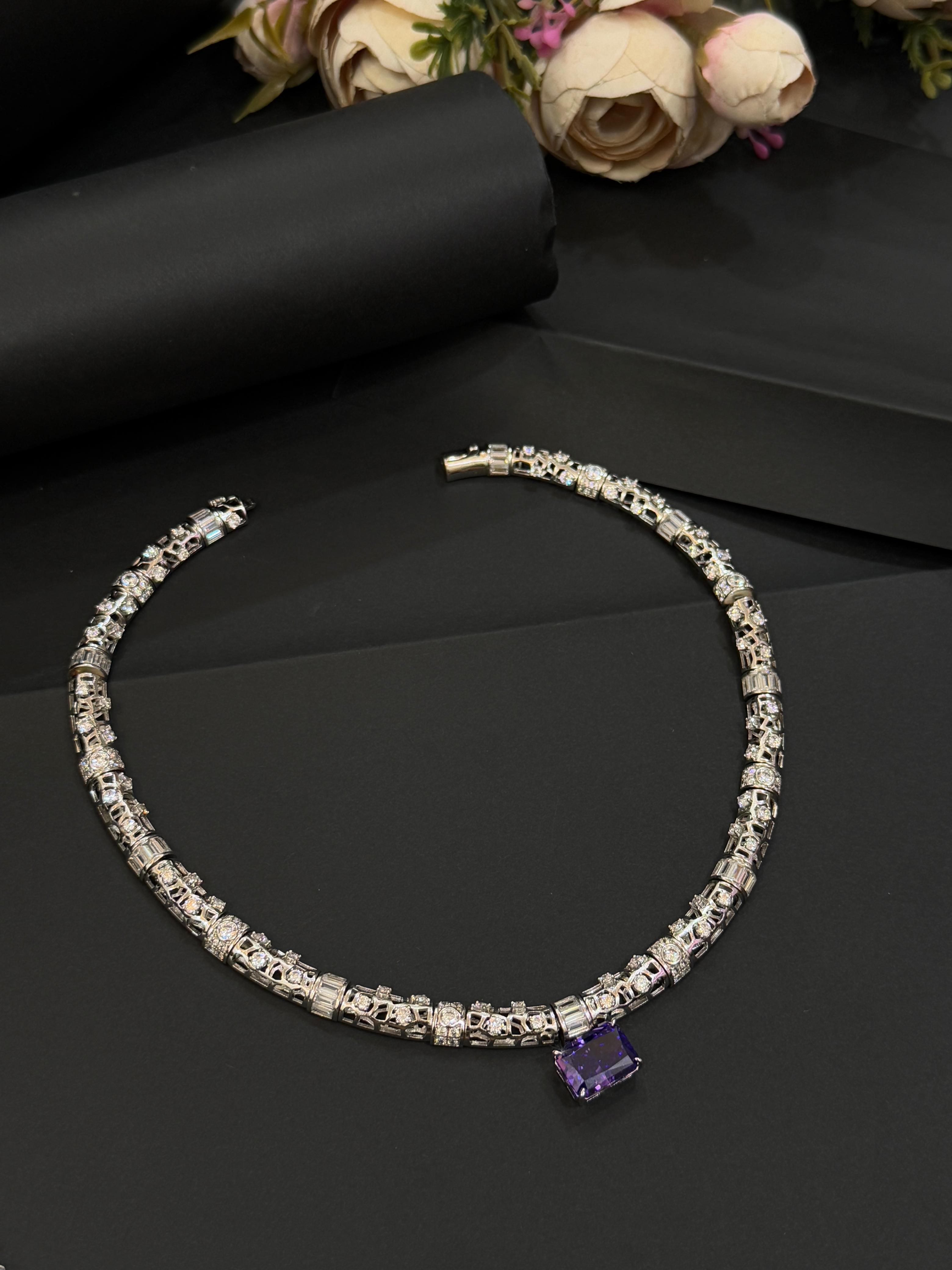 Royal Amethyst Glow Pendant Set-Mivanaa