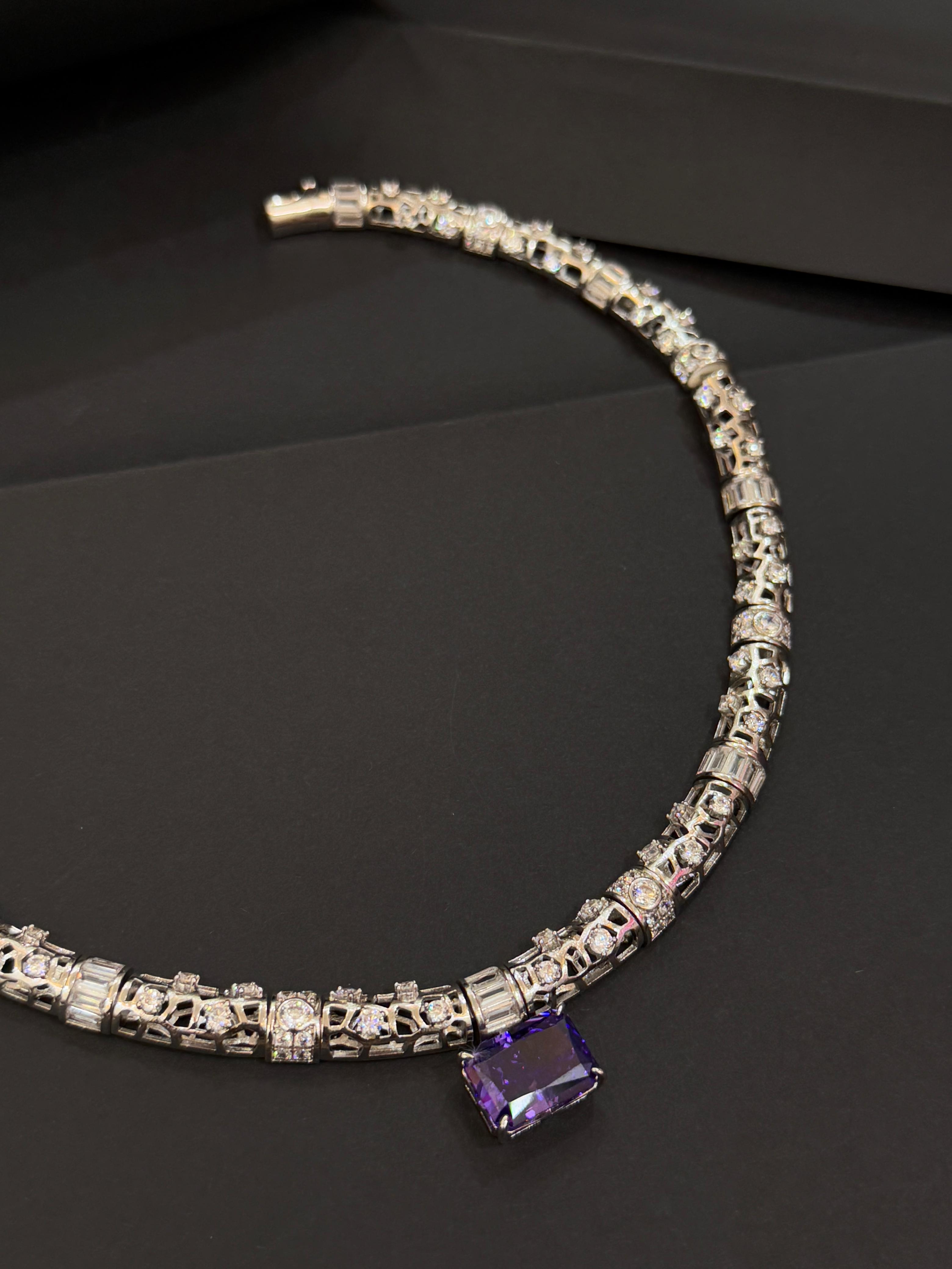 Royal Amethyst Glow Pendant Set-Mivanaa