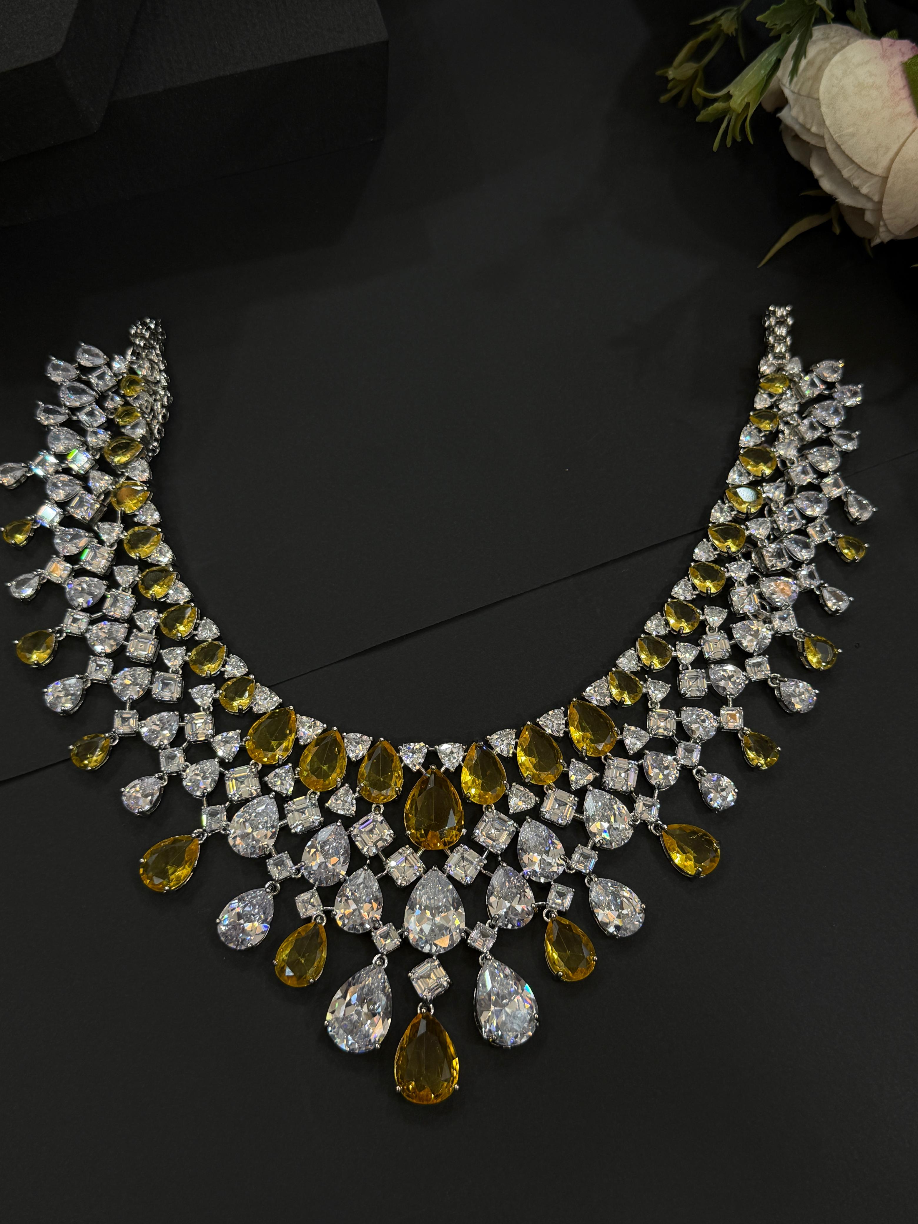 Luxury Diamond & Yellow CZ Set-Mivanaa