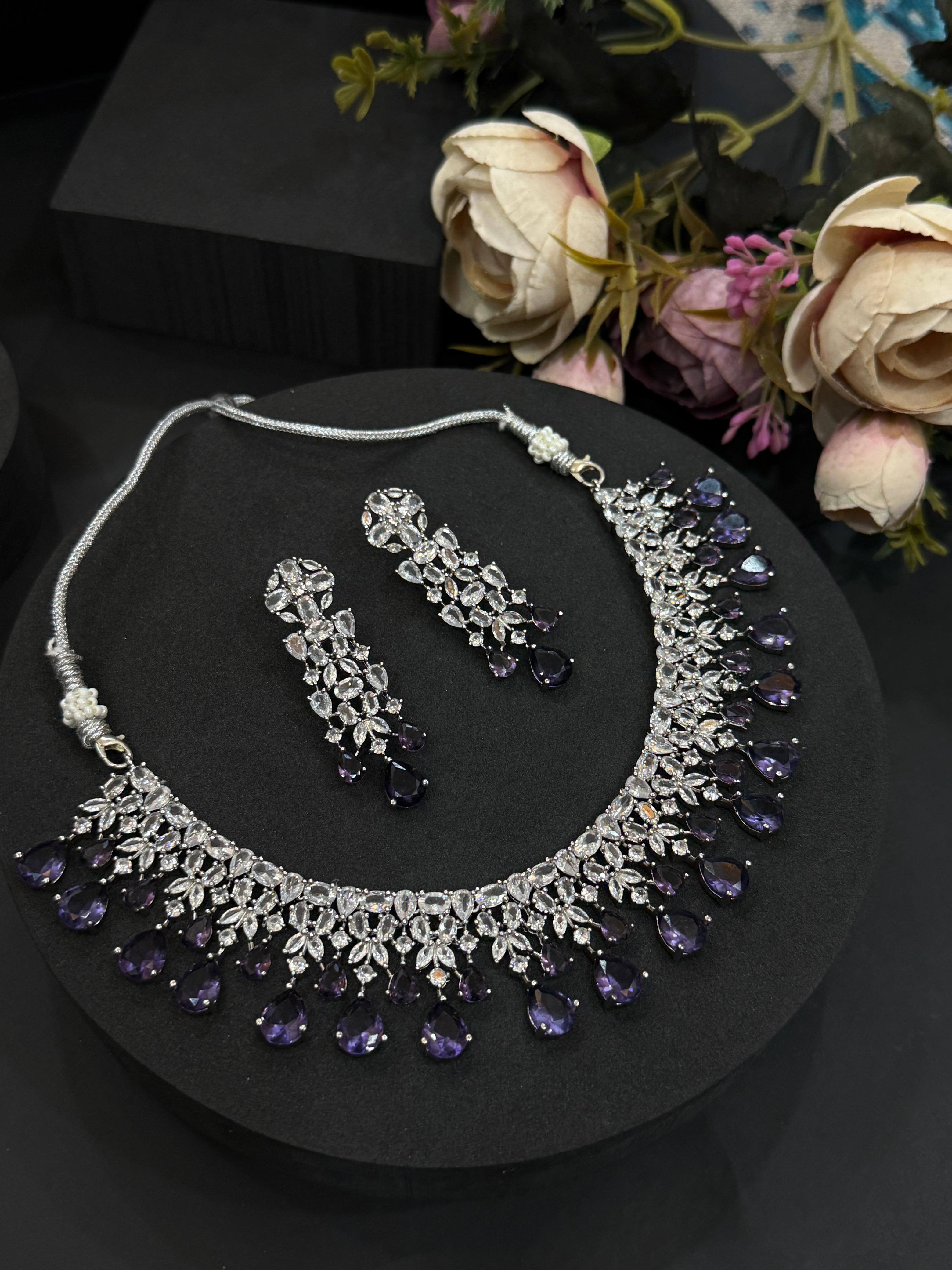 Luxury CZ Diamond Necklace Set-Mivanaa