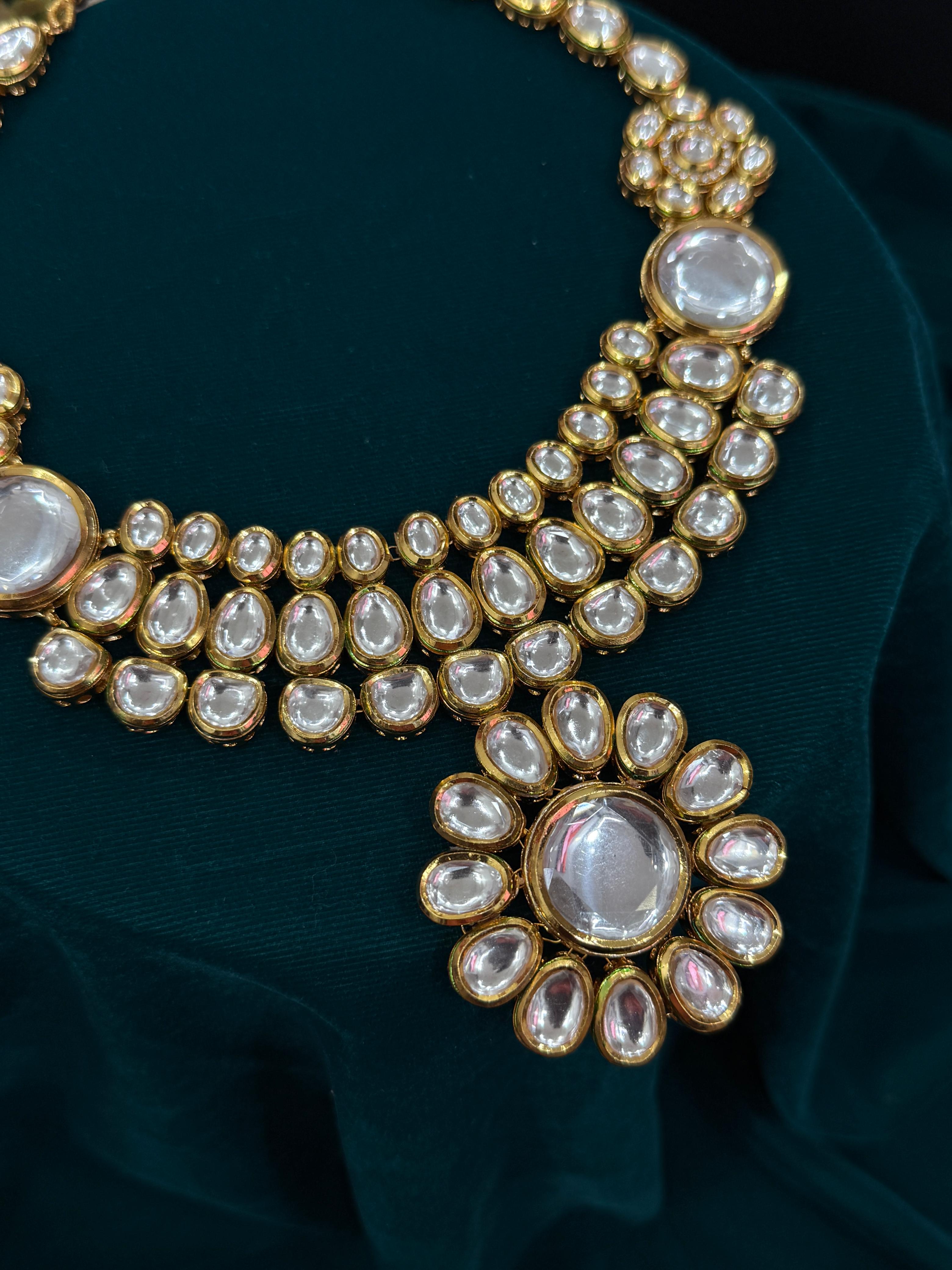 Royal Menaakari Kundan Bridal Necklace Set-Mivanaa