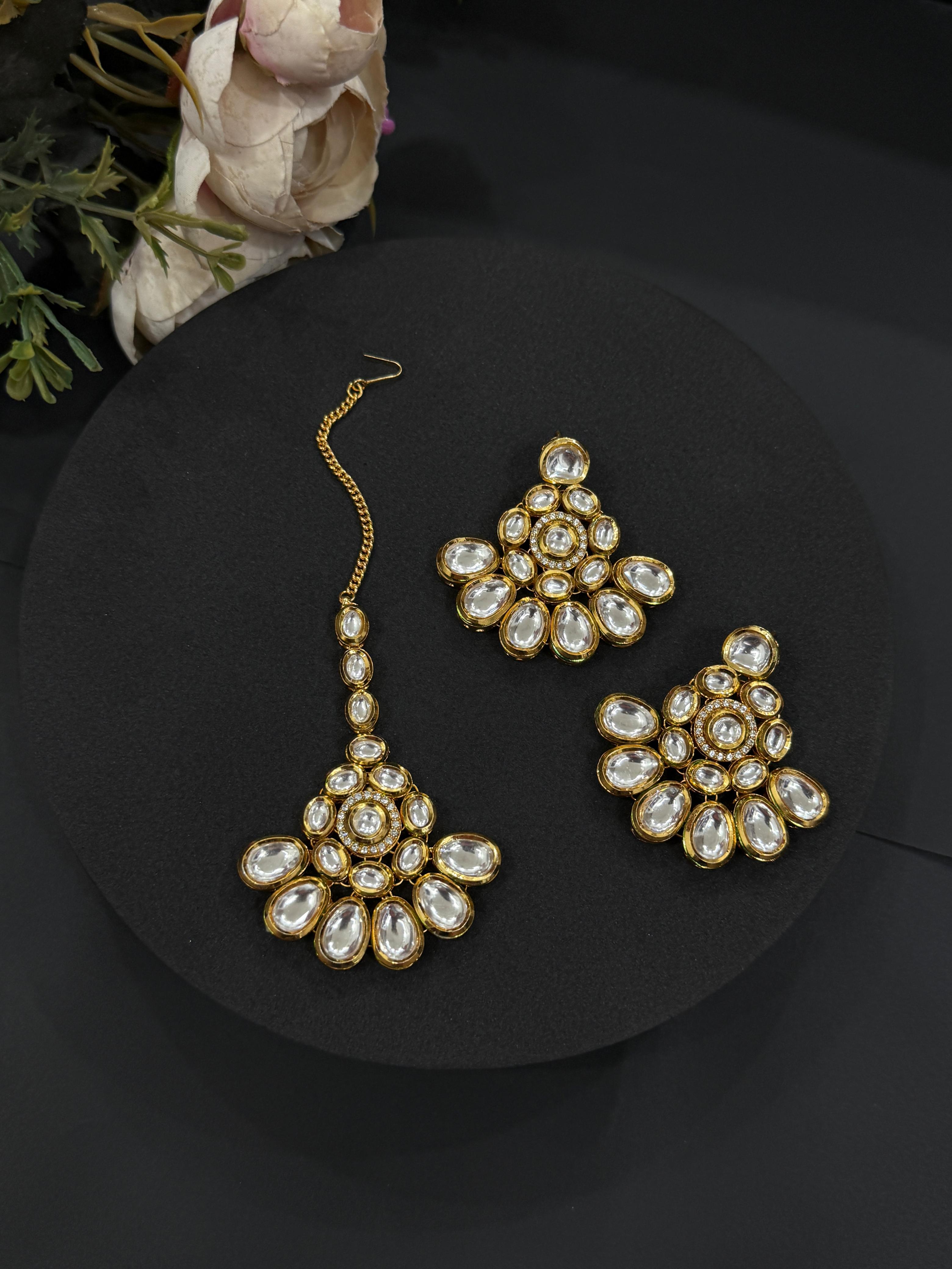 Royal Menaakari Kundan Bridal Necklace Set-Mivanaa