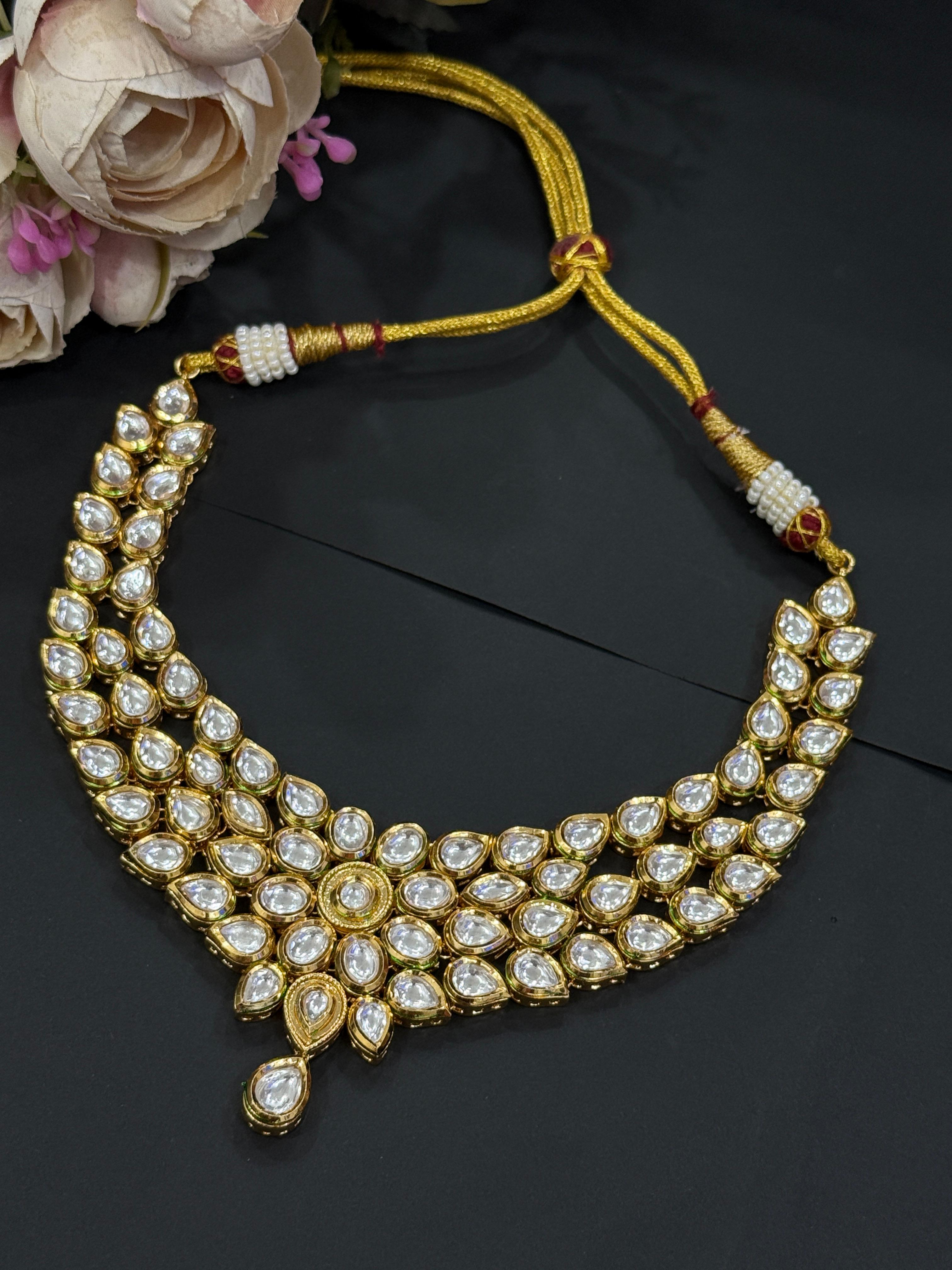 Royal Menaakari Kundan Bridal Necklace-Mivanaa