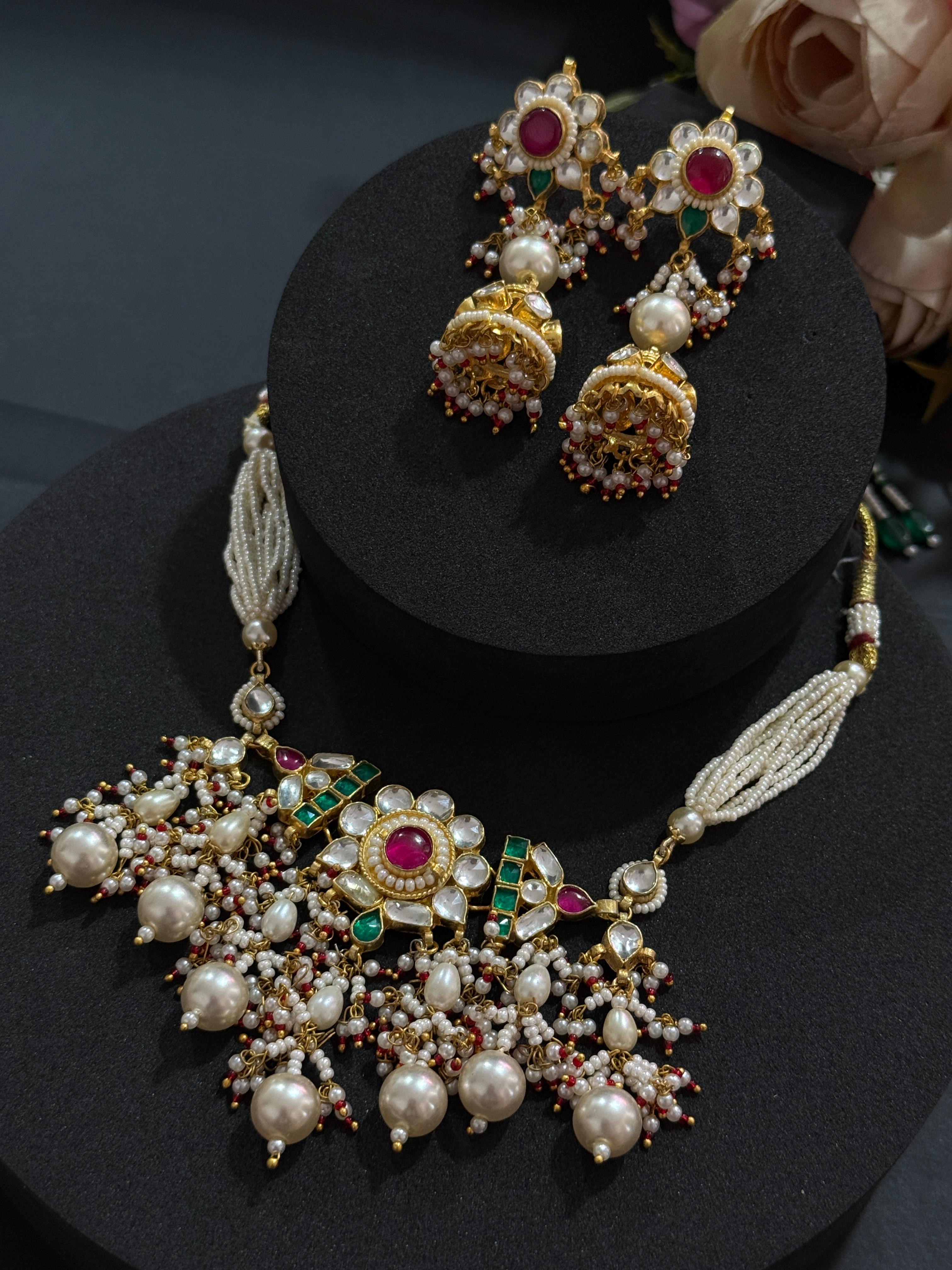 Royal Rasika Pacchi Kundan Pearl-Mivanaa