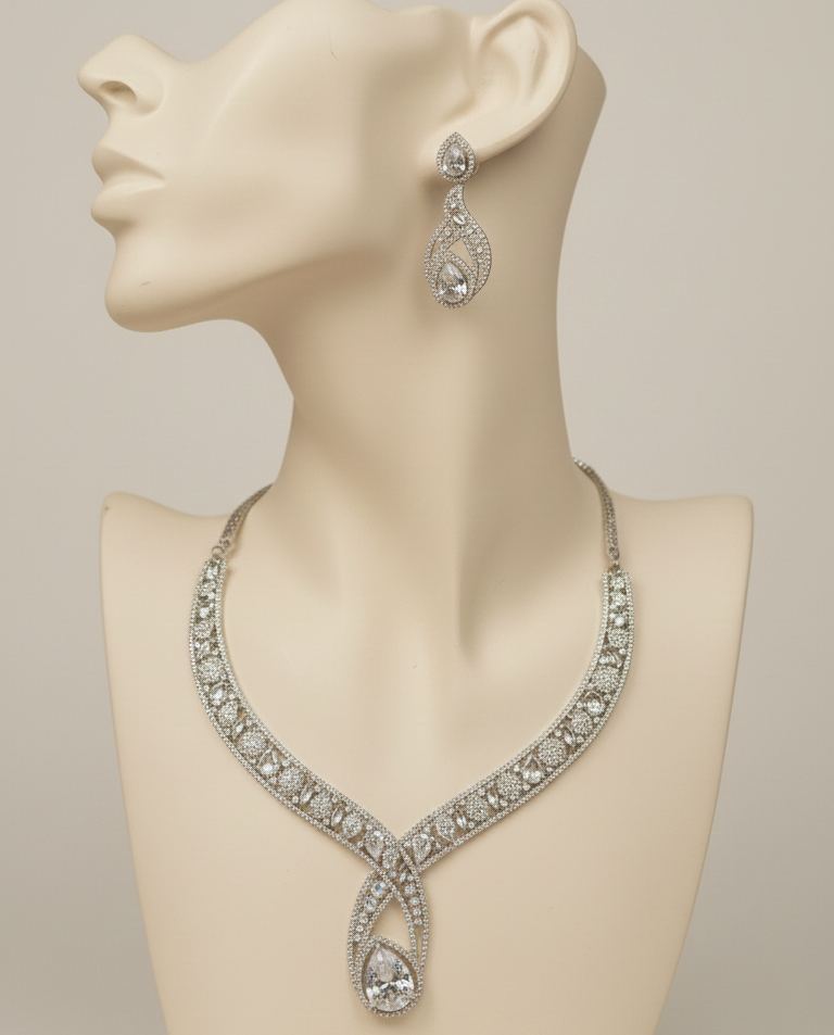 Eternal Spark Luxe Diamond Necklace & Earrings Set