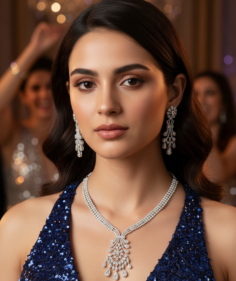 Dazzling Diamond-Cut CZ Necklace & Earring Set