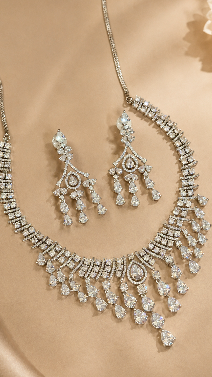 Luxury layered CZ partwear neckalce set