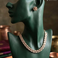 Luxury Gold Plated Polki Kundan Necklace Set with Stud Earrings