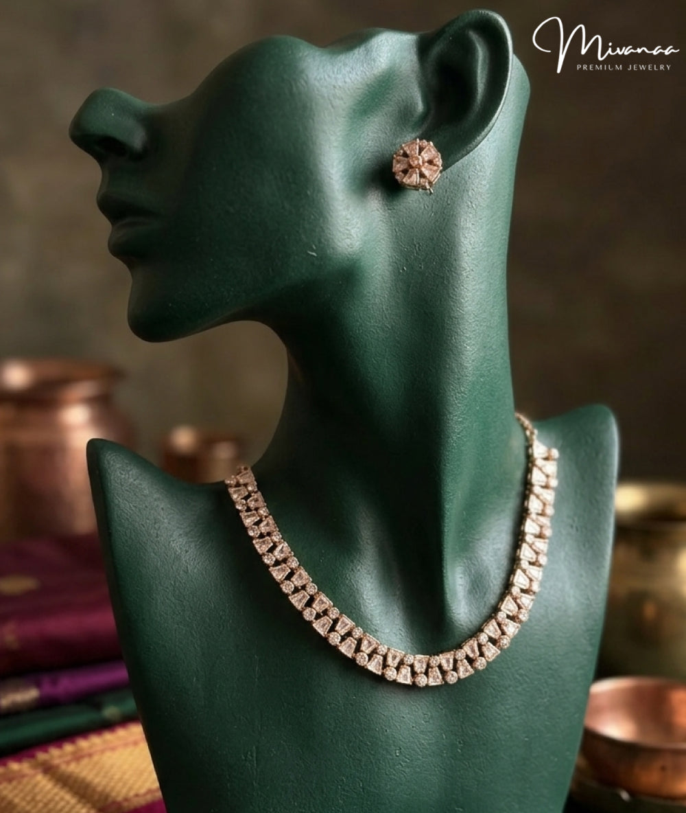 Luxury Gold Plated Polki Kundan Necklace Set with Stud Earrings