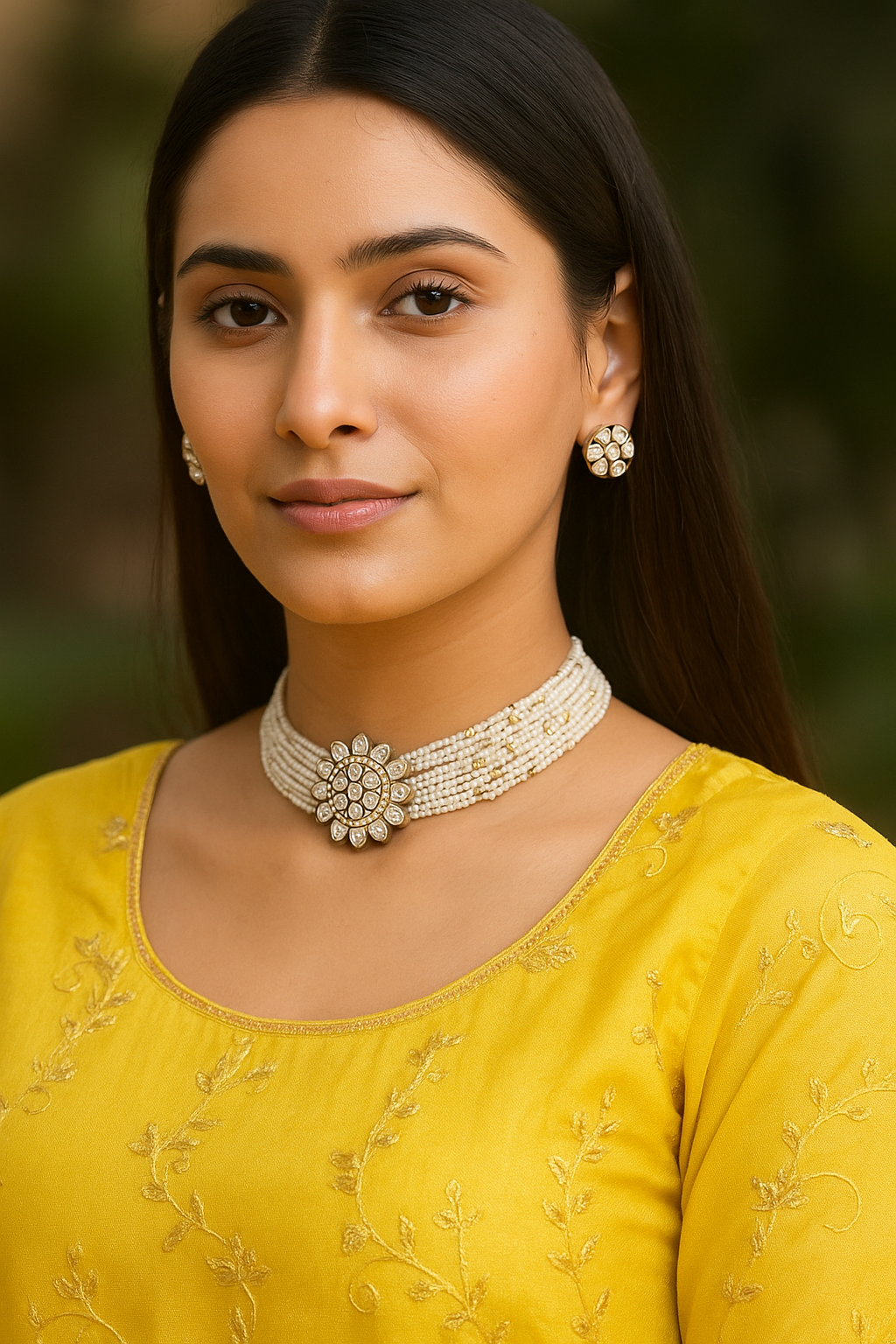 Moissanite centerpiece Kundan Pearl Neckset