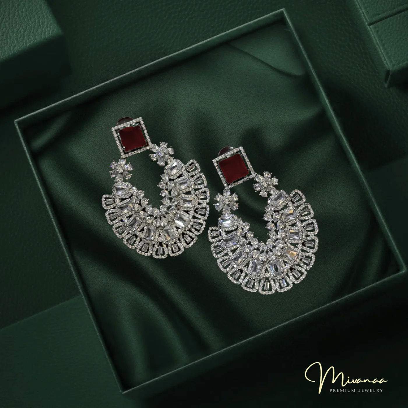 Royal Ruby CZ Stone Statement Earring