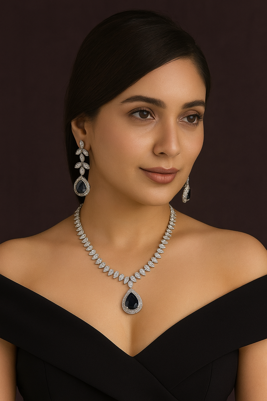 Luxury Purple Stone AD Set for Weddings & Parties