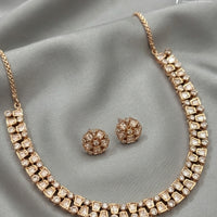 Luxury Gold Plated Polki Kundan Necklace Set with Stud Earrings