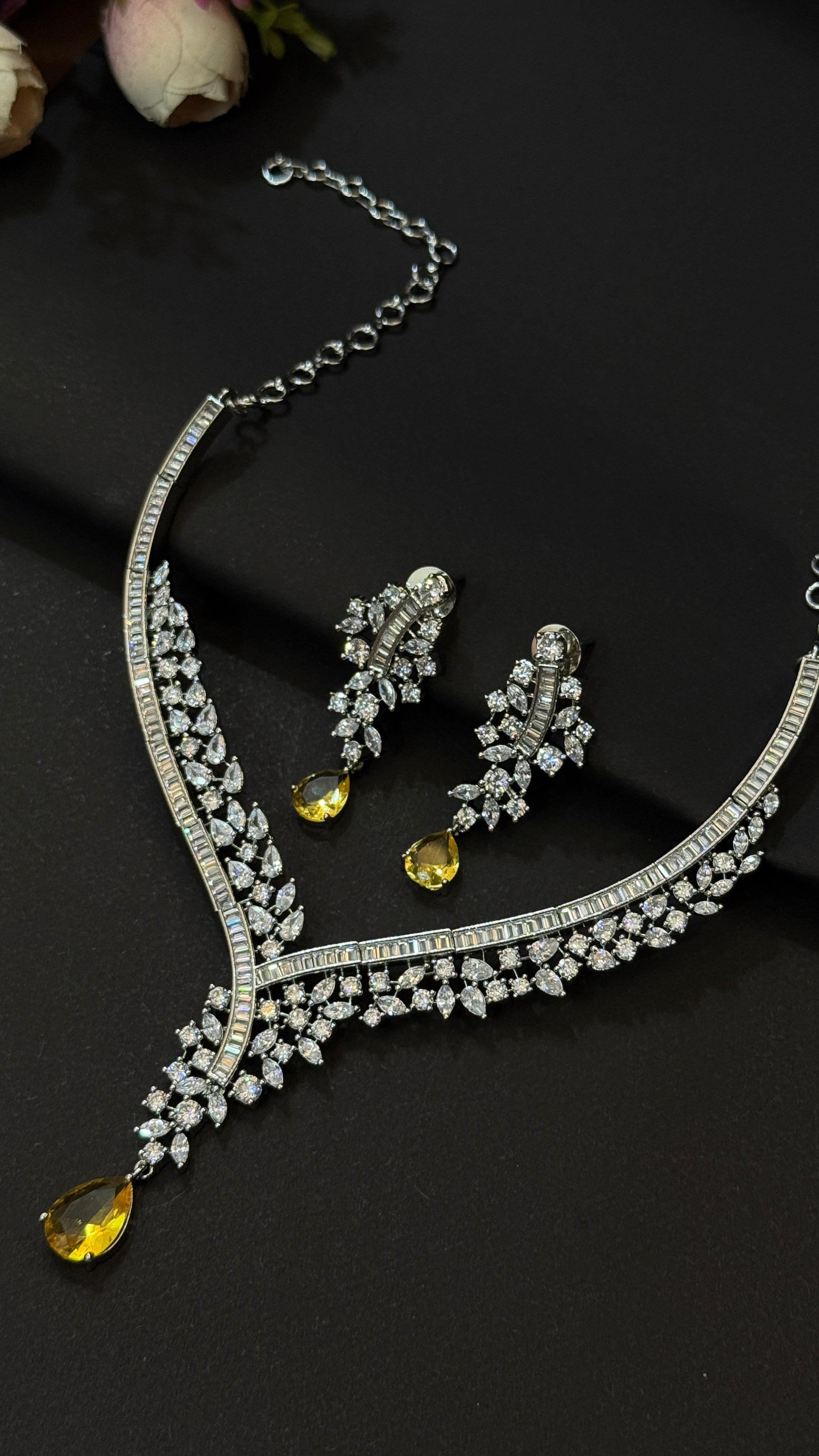 Luxury Golden Honey Diamond Jewelry Set