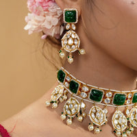 Emerald Royale Real Polki Kundan Necklace Set