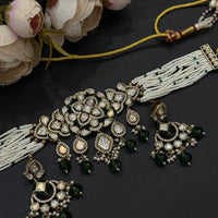 Green Beaded Real Polki Kundan Choker