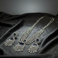 Royal Sapphire Glow American Diamond Necklace Set