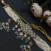 Mint Beaded Real Polki Kundan Choker