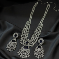 Royal Sapphire Glow American Diamond Necklace Set