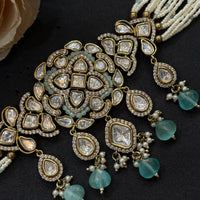 Mint Beaded Real Polki Kundan Choker