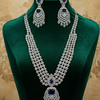 Royal Sapphire Glow American Diamond Necklace Set
