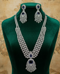 Royal Sapphire Glow American Diamond Necklace Set