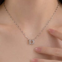 Silver-Tone Square Pendant- Lightweight Office Wear Jewellery