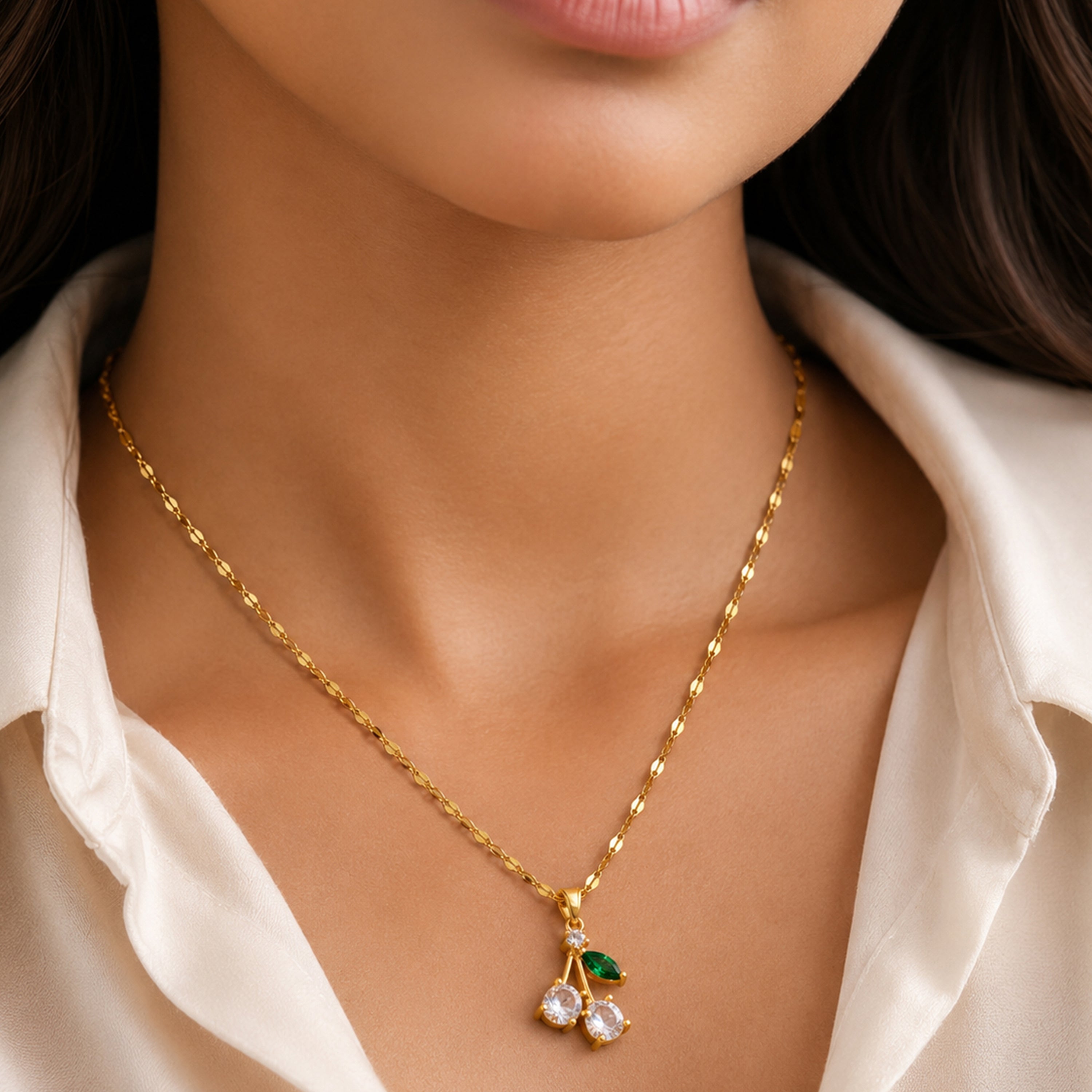 Gold tone AD stone minimal Pendent - Lightwear Jewerly